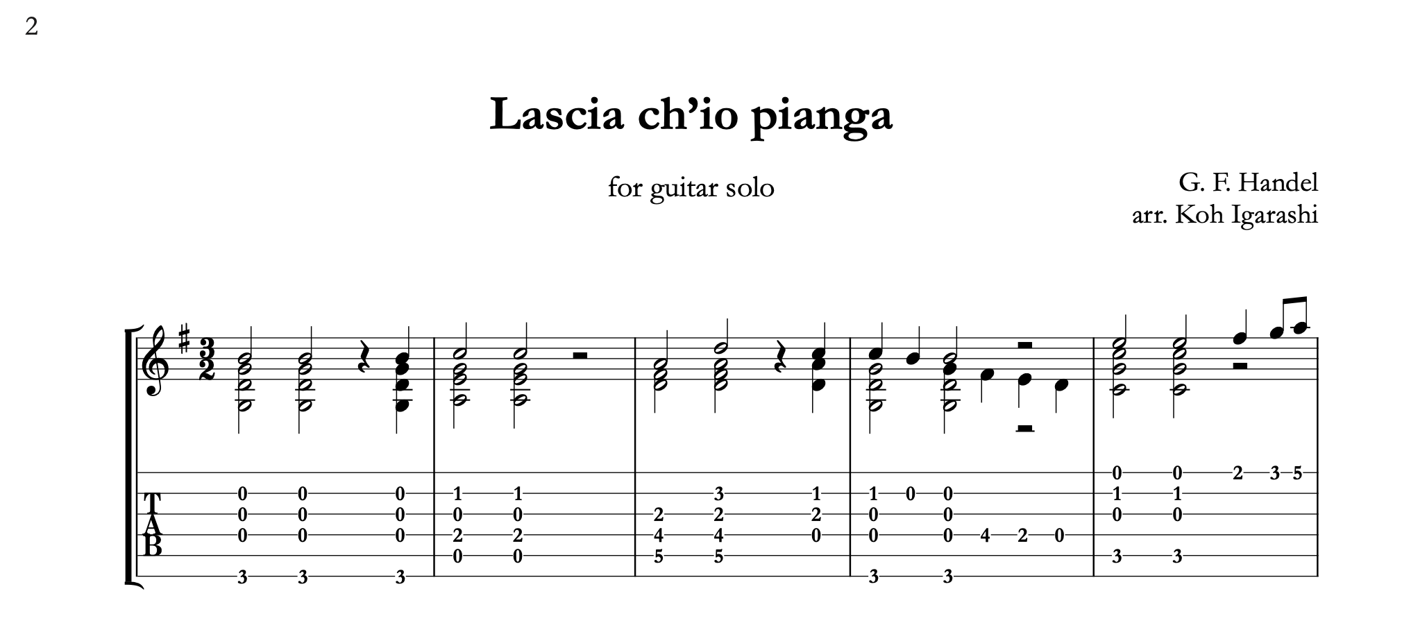 [PDF+Audio] Handel for guitar - Koh Igarashi Edition [TAB]